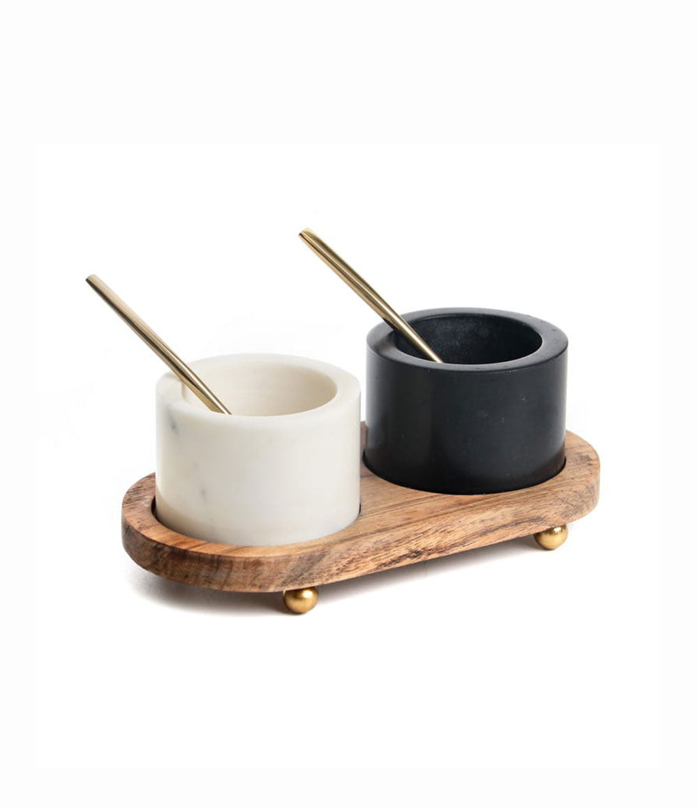 סט מלח/פלפל שיש